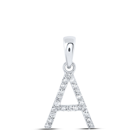 0.09 Ctw Natural Diamond Thin Initial Letter A Pendant in 10k White Gold