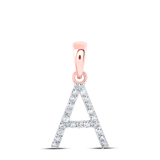 0.09 Ctw Natural Diamond Thin Initial Letter A Pendant in 10k Rose Gold