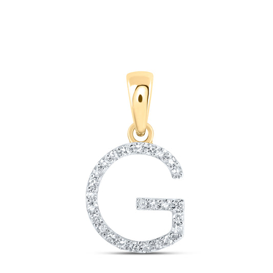 0.1 Ctw Natural Diamond Thin Initial Letter G Pendant in 10k Yellow Gold