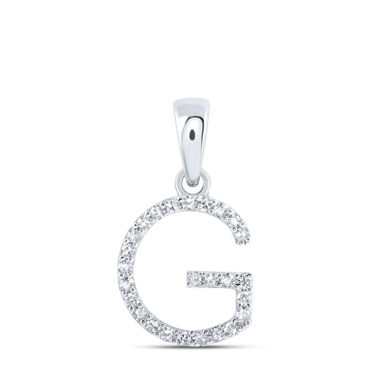 0.1 Ctw Natural Diamond Thin Initial Letter G Pendant in 10k White Gold