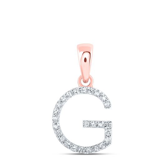 0.1 Ctw Natural Diamond Thin Initial Letter G Pendant in 10k Rose Gold
