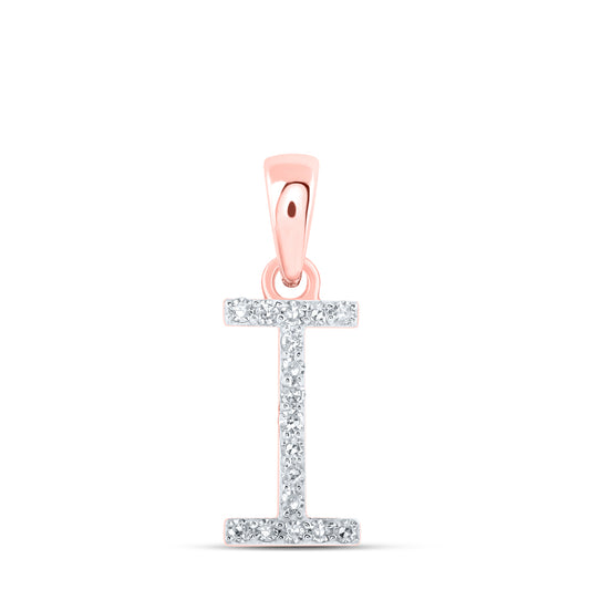 0.07 Ctw Natural Diamond Thin Initial Letter I Pendant in 10k Rose Gold