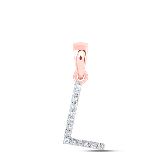 0.06 Ctw Natural Diamond Thin Initial Letter L Pendant in 10k Rose Gold
