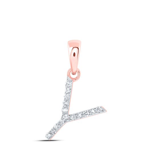0.07 Ctw Natural Diamond Thin Initial Letter X Pendant in 10k Rose Gold
