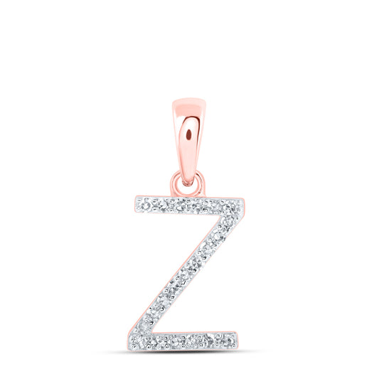 0.09 Ctw Natural Diamond Thin Initial Letter Z Pendant in 10k Rose Gold