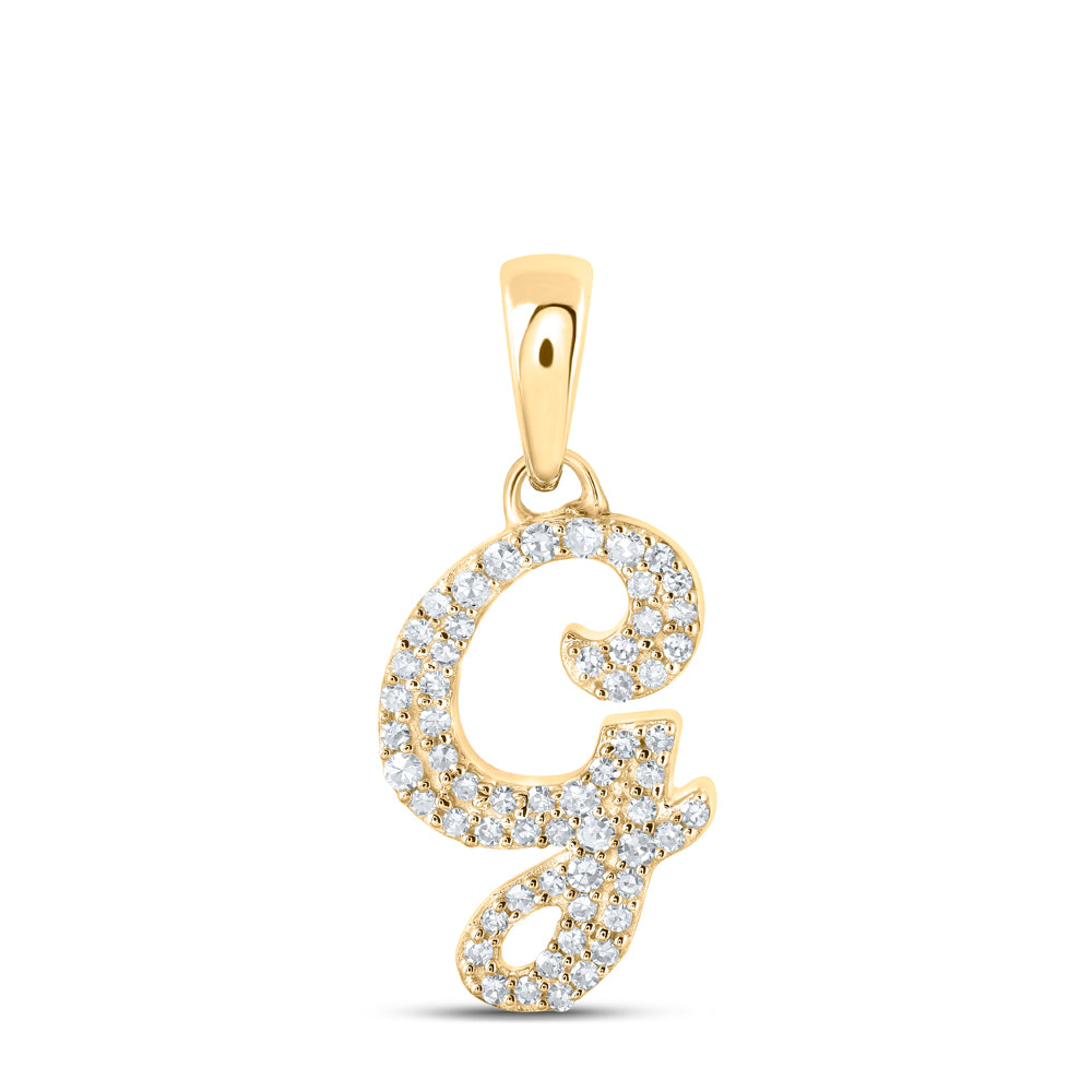 0.15 Ctw Natural Diamond Hiphop Initial Letter G Pendant in 10k Yellow Gold
