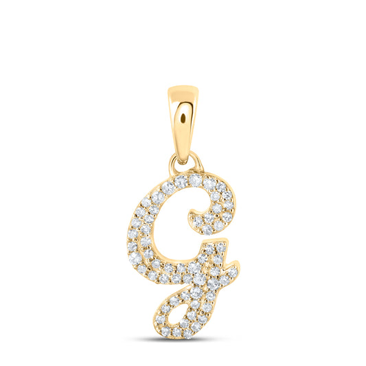 0.15 Ctw Natural Diamond Hiphop Initial Letter G Pendant in 10k Yellow Gold