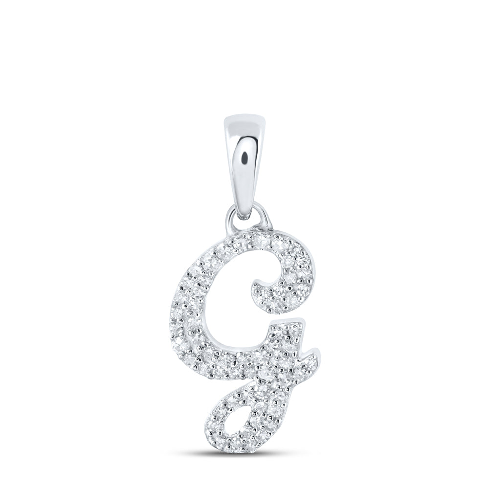 0.15 Ctw Natural Diamond Hiphop Initial Letter G Pendant in 10k White Gold