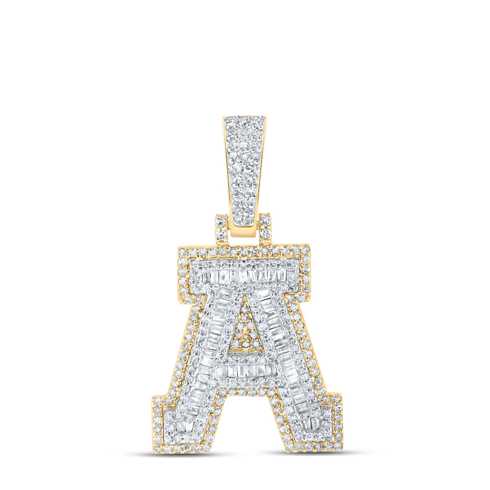 0.66 Ctw Natural Diamond Hiphop Initial Letter A Pendant in 10k Yellow Gold
