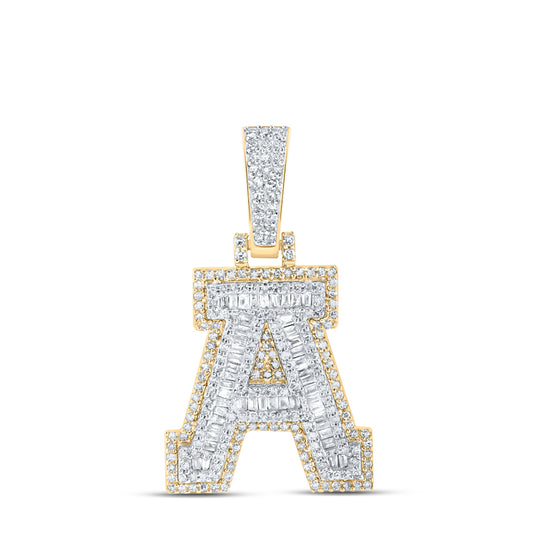 0.66 Ctw Natural Diamond Hiphop Initial Letter A Pendant in 10k Yellow Gold