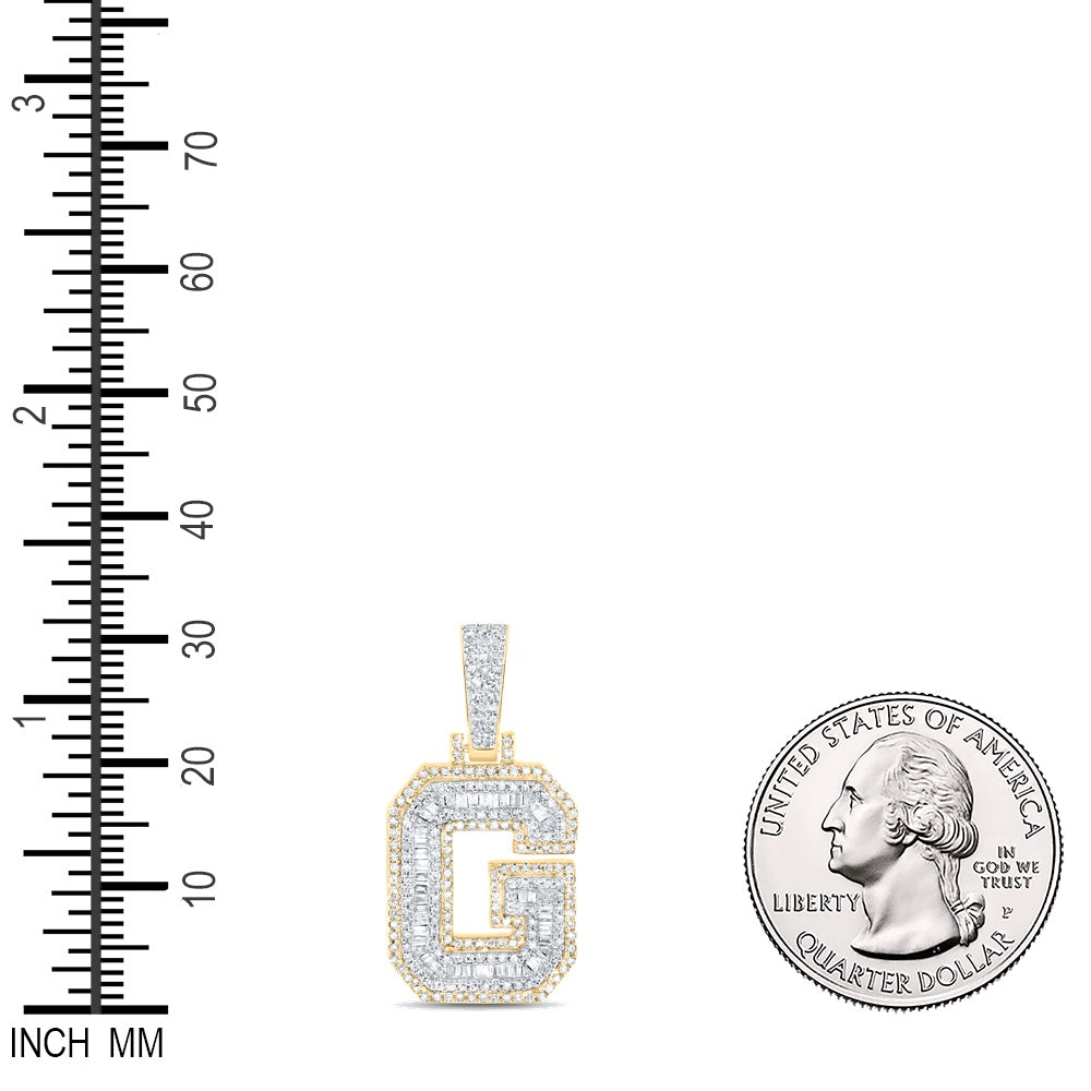 0.65 Ctw Natural Diamond Hiphop Initial Letter G Pendant in 10k Yellow Gold