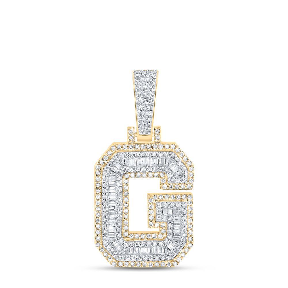 0.65 Ctw Natural Diamond Hiphop Initial Letter G Pendant in 10k Yellow Gold