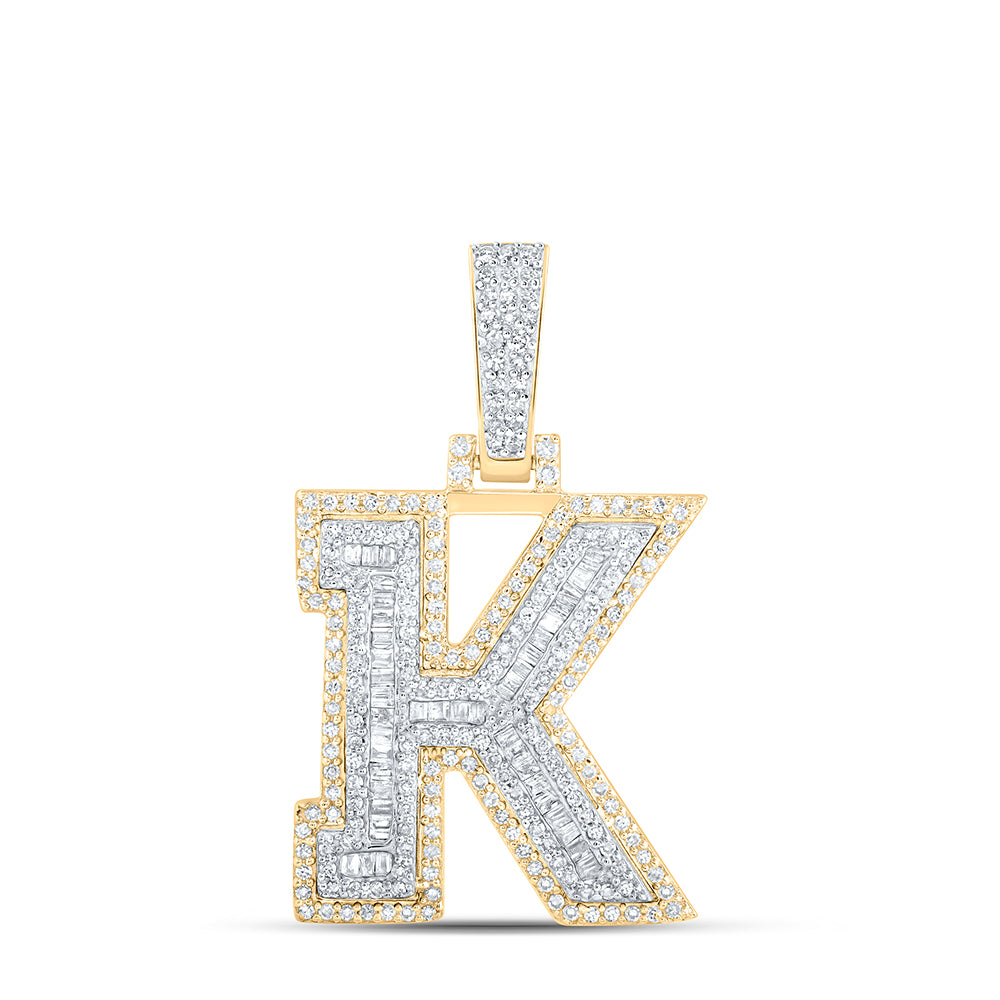 0.64 Ctw Natural Diamond Hiphop Initial Letter K Pendant in 10k Yellow Gold