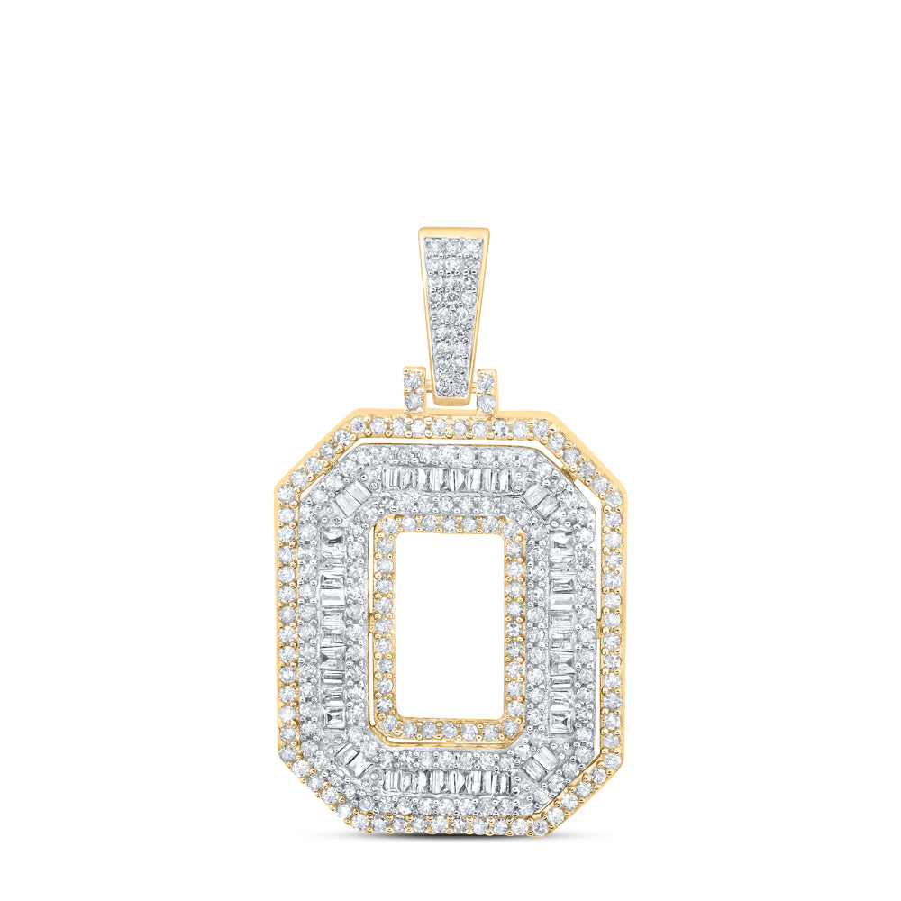 0.65 Ctw Natural Diamond Hiphop Initial Letter O Pendant in 10k Yellow Gold