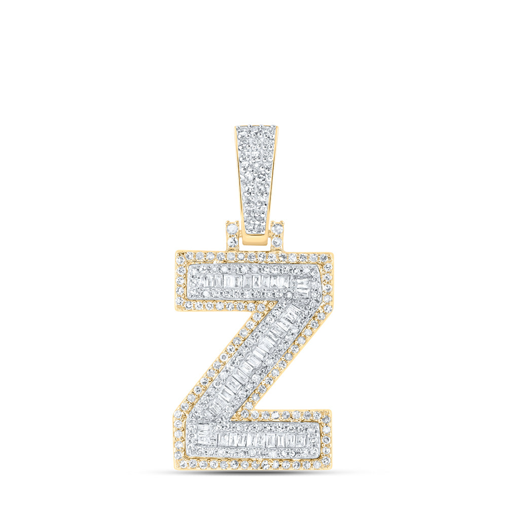 0.59 Ctw Natural Diamond Hiphop Initial Letter Z Pendant in 10k Yellow Gold