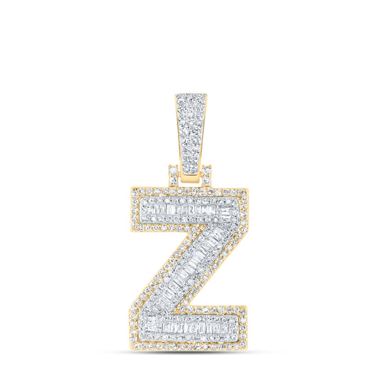 0.59 Ctw Natural Diamond Hiphop Initial Letter Z Pendant in 10k Yellow Gold