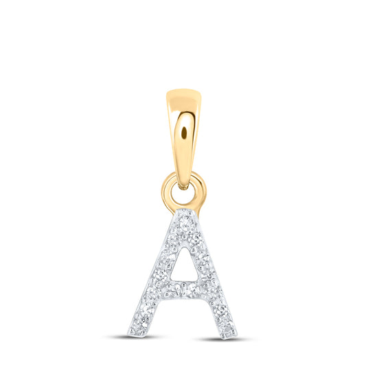 0.03 Ctw Natural Diamond Initial Letter A Pendant in 10k Yellow Gold