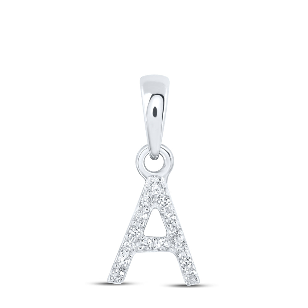 0.03 Ctw Natural Diamond Initial Letter A Pendant in 10k White Gold