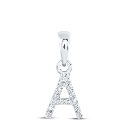 0.03 Ctw Natural Diamond Initial Letter A Pendant in 10k White Gold