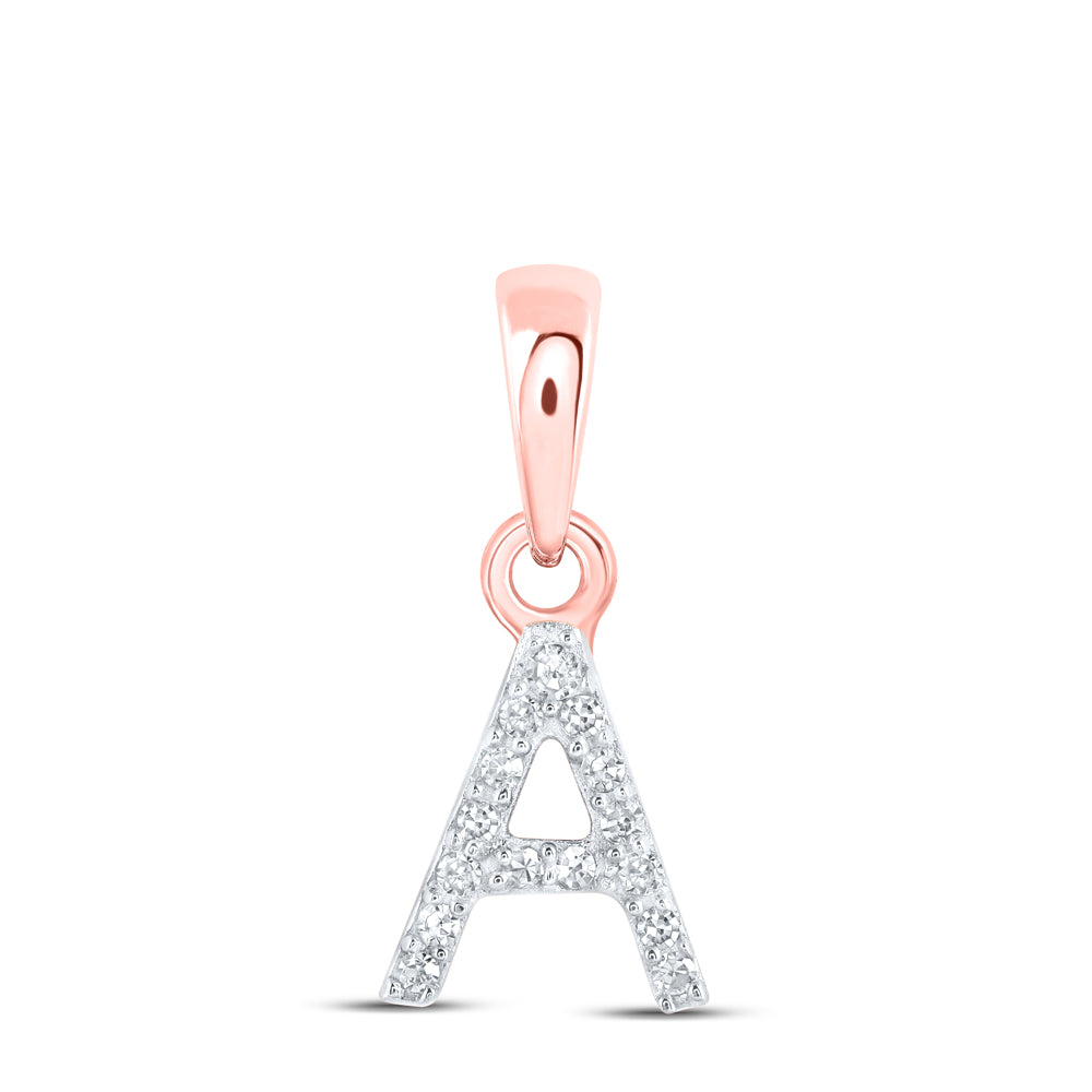 0.03 Ctw Natural Diamond Initial Letter A Pendant in 10k Rose Gold
