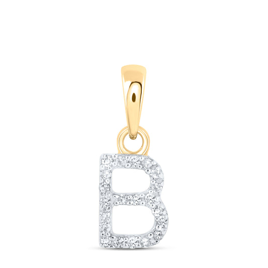0.04 Ctw Natural Diamond Initial Letter B Pendant in 10k Yellow Gold