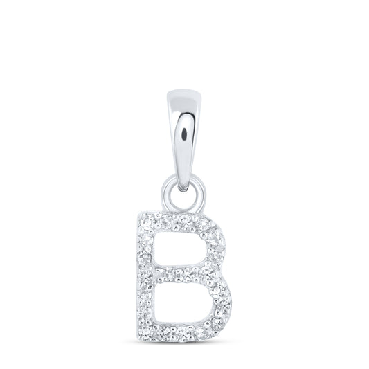 0.04 Ctw Natural Diamond Initial Letter B Pendant in 10k White Gold