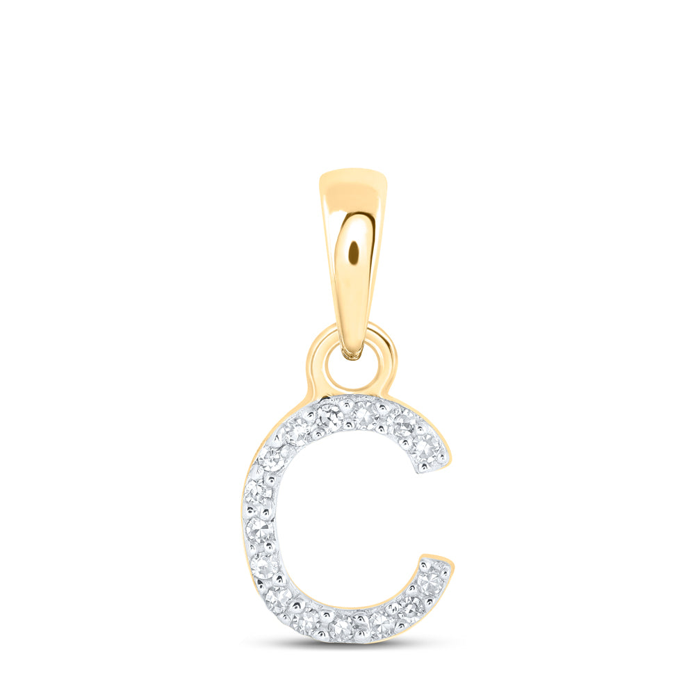0.03 Ctw Natural Diamond Initial Letter C Pendant in 10k Yellow Gold