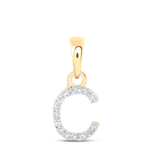 0.03 Ctw Natural Diamond Initial Letter C Pendant in 10k Yellow Gold