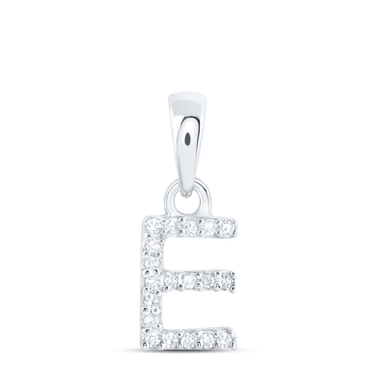 0.04 Ctw Natural Diamond Initial Letter E  Pendant in 10k White Gold