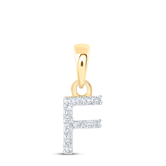 0.03 Ctw Natural Diamond Initial Letter F  Pendant in 10k Yellow Gold