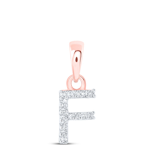 0.03 Ctw Natural Diamond Initial Letter F  Pendant in 10k Rose Gold