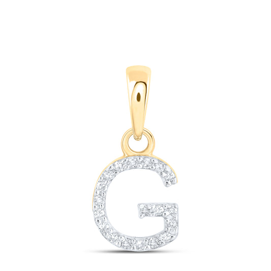 0.04 Ctw Natural Diamond Initial Letter G Pendant in 10k Yellow Gold