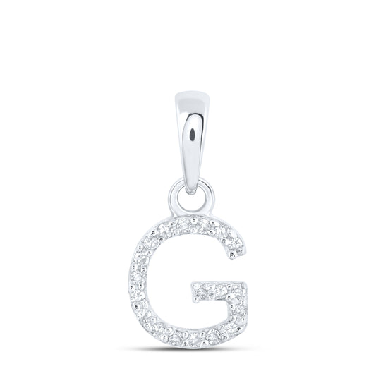 0.04 Ctw Natural Diamond Initial Letter G Pendant in 10k White Gold