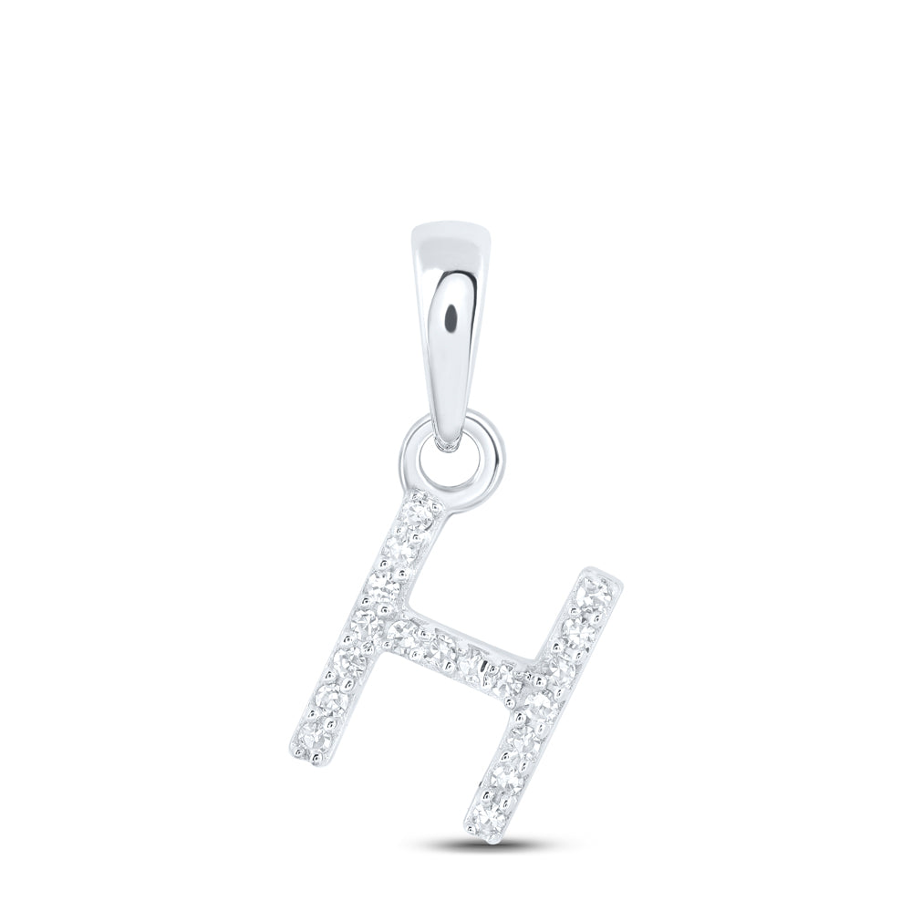 0.04 Ctw Natural Diamond Initial Letter H Pendant in 10k White Gold
