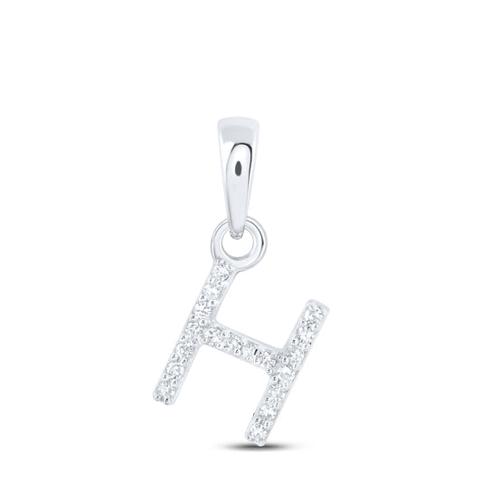 0.04 Ctw Natural Diamond Initial Letter H Pendant in 10k White Gold