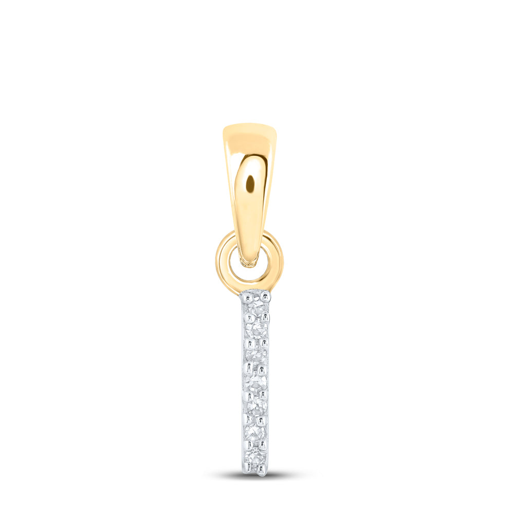 0.02 Ctw Natural Diamond Initial Letter I Pendant in 10k Yellow Gold