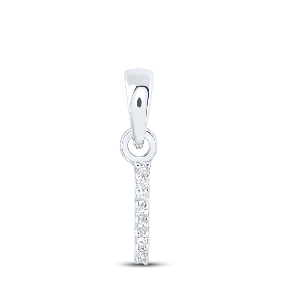 0.02 Ctw Natural Diamond Initial Letter I Pendant in 10k White Gold