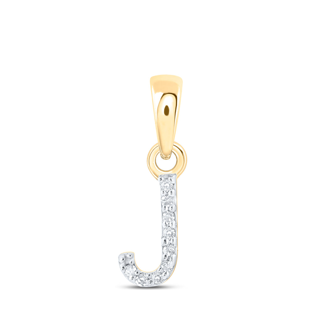 0.02 Ctw Natural Diamond Initial Letter J Pendant in 10k Yellow Gold