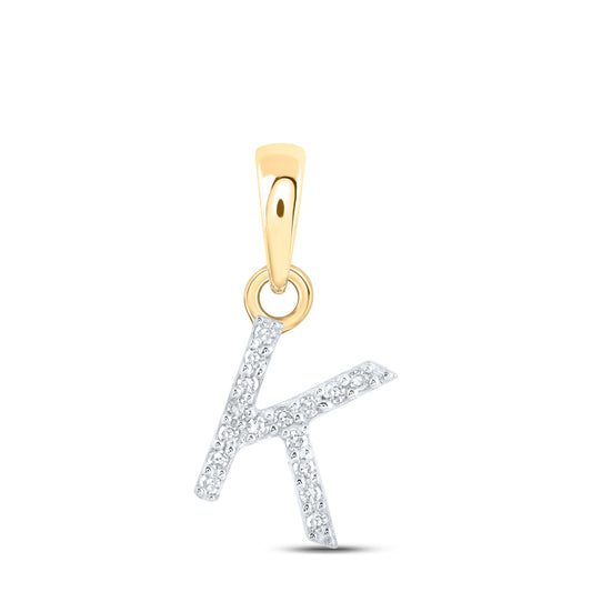 0.03 Ctw Natural Diamond Initial Letter K Pendant in 10k Yellow Gold