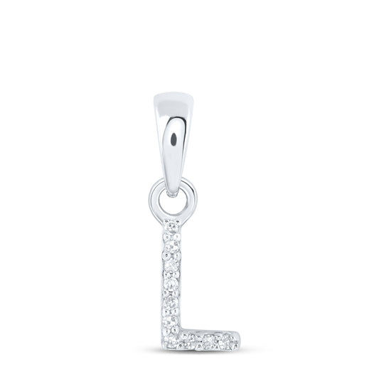 0.02 Ctw Natural Diamond Initial Letter L Pendant in 10k White Gold
