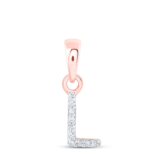 0.02 Ctw Natural Diamond Initial Letter L Pendant in 10k Rose Gold