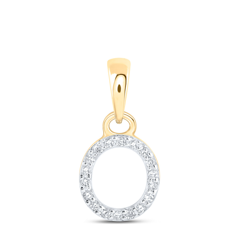 0.04 Ctw Natural Diamond Initial Letter O Pendant in 10k Yellow Gold