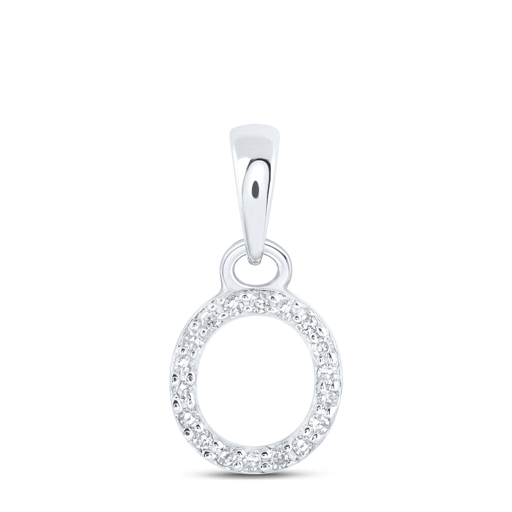 0.04 Ctw Natural Diamond Initial Letter O Pendant in 10k White Gold