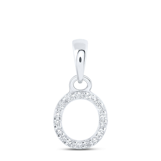 0.04 Ctw Natural Diamond Initial Letter O Pendant in 10k White Gold