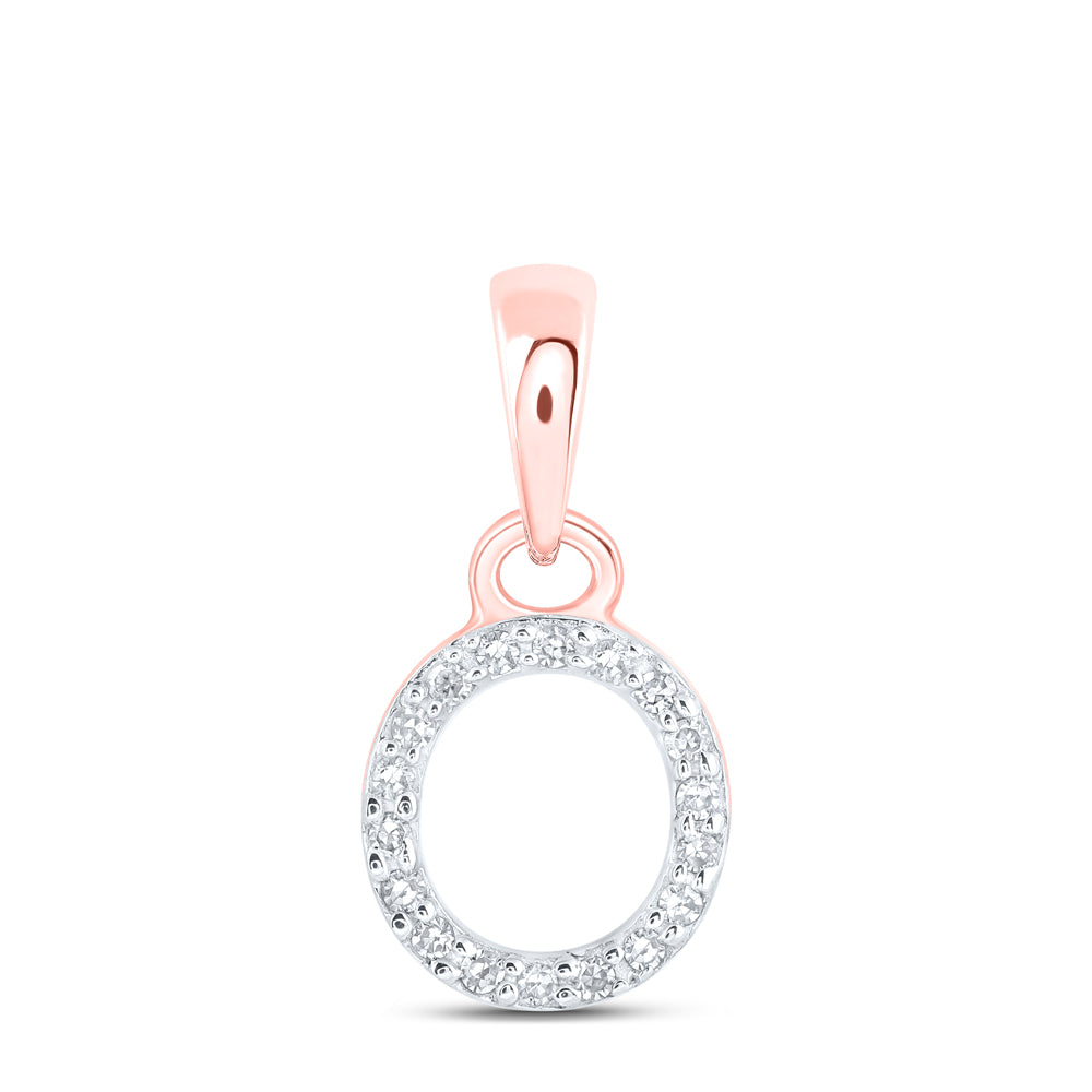 0.04 Ctw Natural Diamond Initial Letter O Pendant in 10k Rose Gold