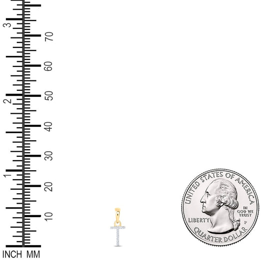 0.02 Ctw Natural Diamond Initial Letter T Pendant in 10k Yellow Gold