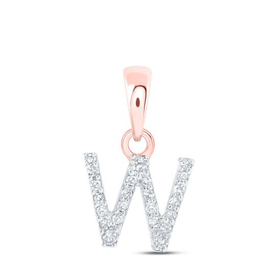 0.05 Ctw Natural Diamond Initial Letter W Pendant in 10k Rose Gold