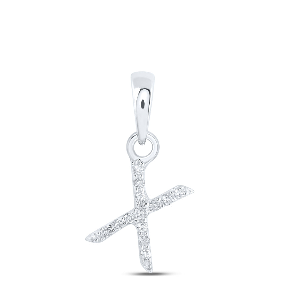 0.03 Ctw Natural Diamond Initial Letter X  Pendant in 10k White Gold