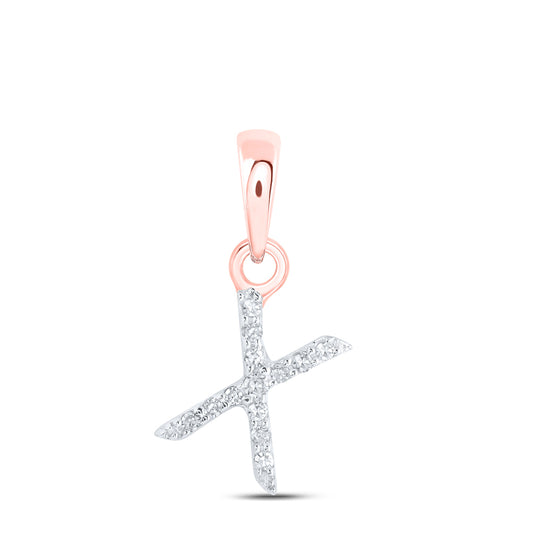 0.03 Ctw Natural Diamond Initial Letter X Pendant in 10k Rose Gold
