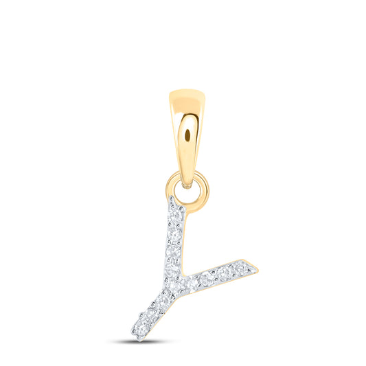 0.03 Ctw Natural Diamond Initial Letter Y Pendant in 10k Yellow Gold